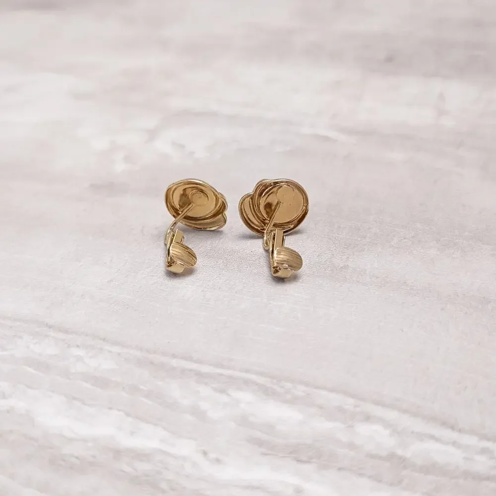 Vintage Clip On Earrings Stylish Classic Glam Gold Tone & Faux Pearl